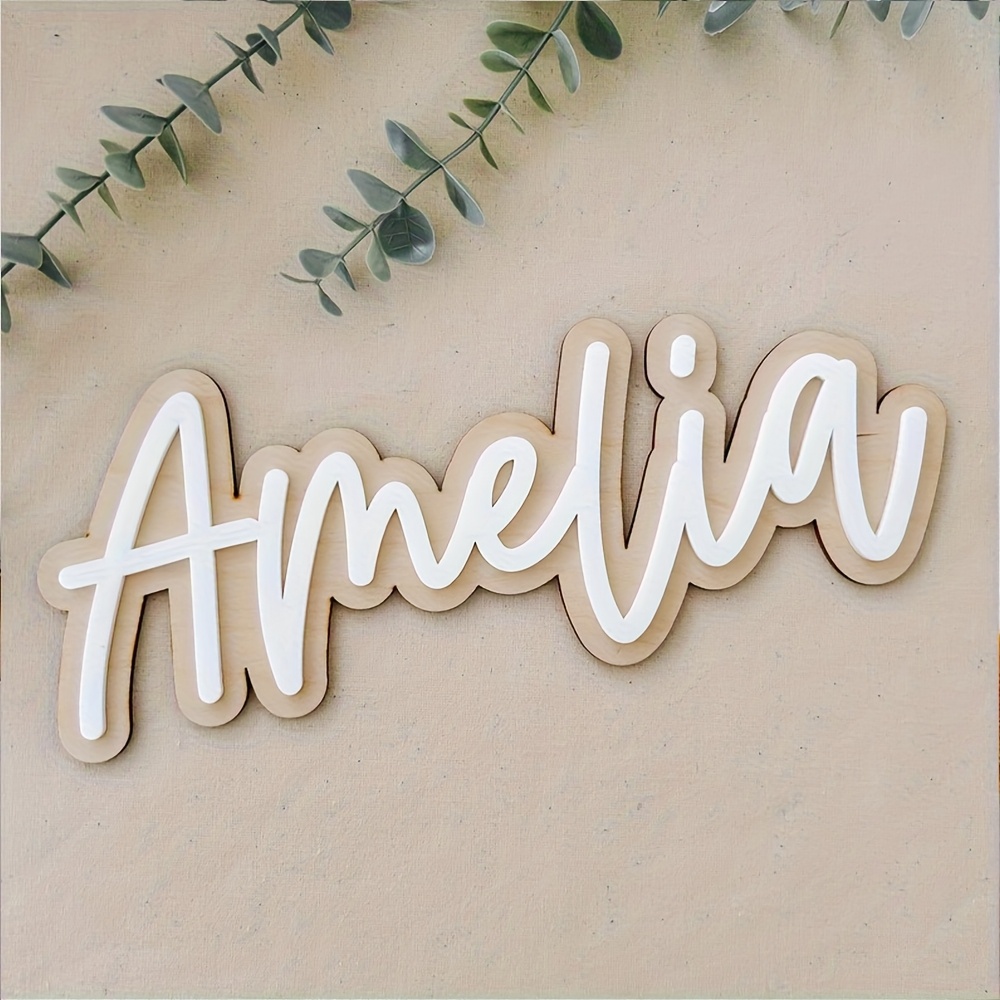 Baby Products Decoration - Personalizowana, dwuwarstwowa drewniana tabliczka z imieniem