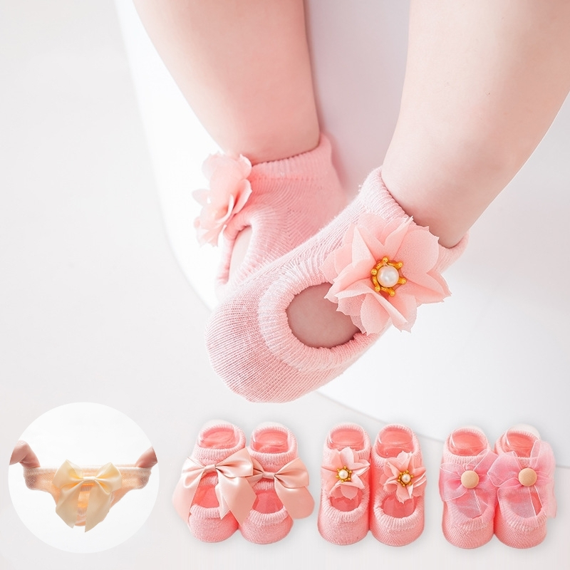 Baby Products For Summer - 3-parowe skarpetki do kostki dla dziewczynki